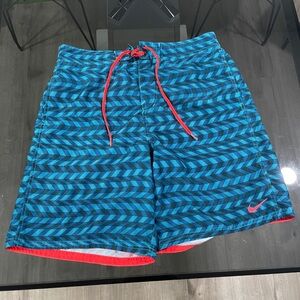 Nike Blue and Red Swim Shorts - Large